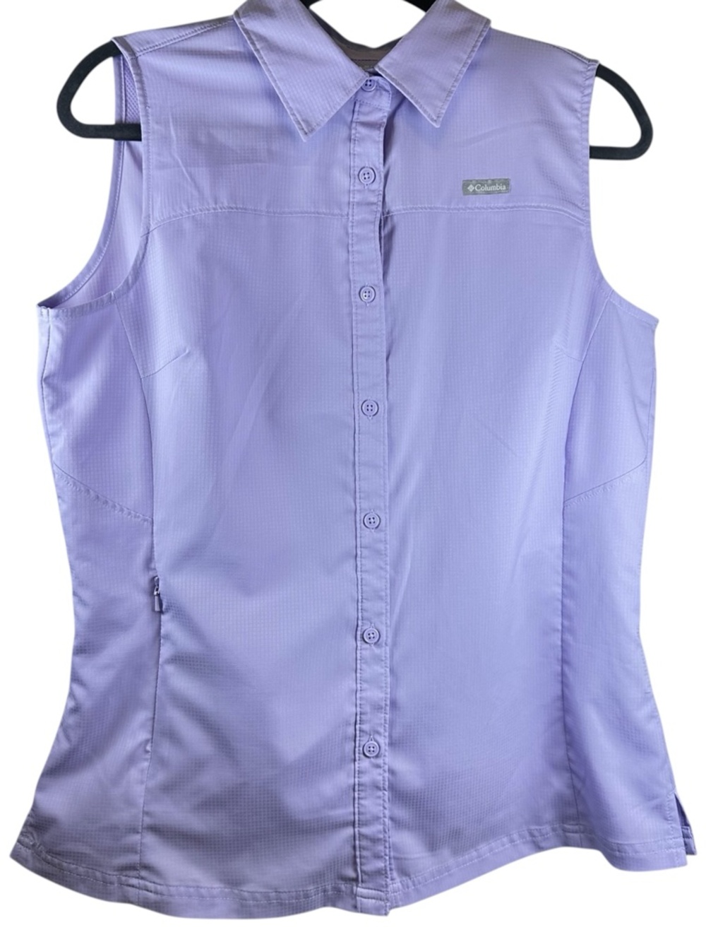 Columbia Omni-Shade Kestrel Trail Lite Lilac Sleeveless Button Down Shirt M NWOT